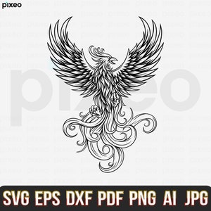Phoenix Svg, Phoenix Clipart, Phoenix Cricut, Phoenix Wings Svg, Phoenix Cutfile, Phoenix Vector, Phoenix Bird Svg, Firebirds Svg Png Dxf