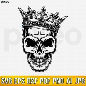 Crânio Rei Svg, Crânio Svg, Crânio Rei Svg, Rei Crânio Clipart, Esqueleto Svg, Crânio Clipart, Vetor De Crânio, Crânio Cricut, Crânio De Açúcar Svg Png