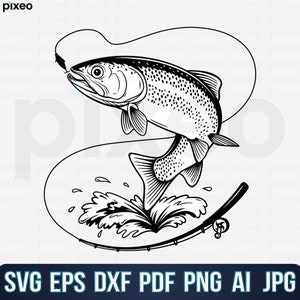 Trout Fishing Svg, Trout Fish Svg, Trout Svg, Trout Fish Clipart, Trout Fish Cricut,  Fishing Svg, Trout Fish Vector, Trout Fishing Cut File