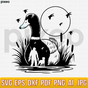 Duck Hunting SVG: Hunter & Dog Clipart (Digital Files)