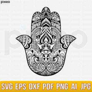 Hamsa Hand SVG Bundle: Mandala, Boho, Evil Eye Clipart (Digital Download)
