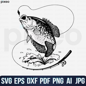 Crappie Fishing Svg, Fishing Svg, Crappie Fish Svg, Crappie Clipart, Crappie Vector, Crappie Cricut, Crappie Cut file, Fish Svg, Fish Svg