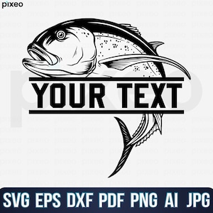 ロウニンアジ釣り名 SVG、釣り SVG、ロウニンアジ魚 SVG、ロウニンアジ クリップアート、ロウニンアジ ベクター、ロウニンアジ Cricut、ロウニンアジ カット ファイル Png