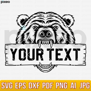 Bear Name SVG: Grizzly Bear Face Clipart, Cricut Cut File