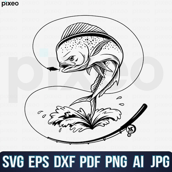 Mahi mahi Fishing Svg, Fishing Svg, Mahi mahi Fish Svg, Mahi mahi Clipart, Mahi mahi Vector, Mahi mahi Cricut,Mahi mahi Cut file,dolphinfish