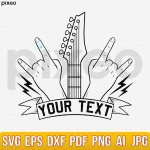Rock And Roll Music Svg, Guitar Svg, Rock Band Svg, Rock Clipart, Rock Hand Sign Svg, Rock N Roll Svg, Rocker Svg, Heavy Metal Svg,Music Svg