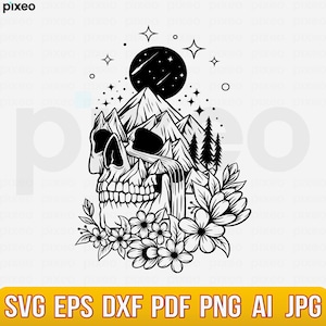 Forest Skull SVG: Landscape Clipart, Nature Vector (Digital Download)