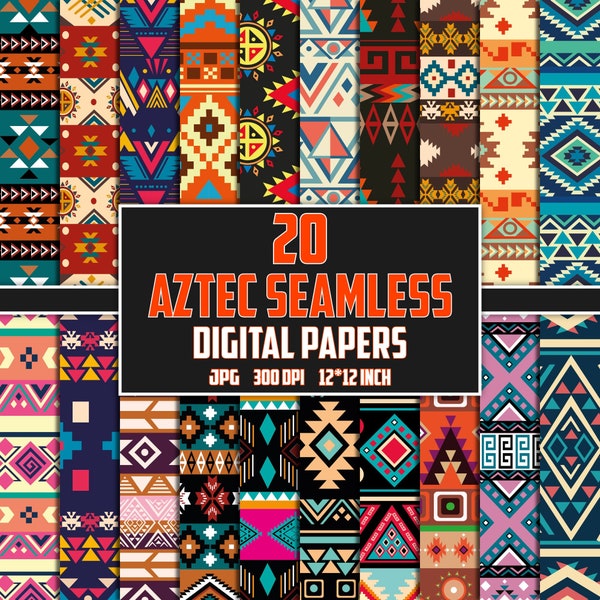 Azteken Digitales Papier, Azteken Nahtloses Muster, Native Americans Digitales Papier, Tribal Ethno Digitales Papier, Azteken Clipart jpg