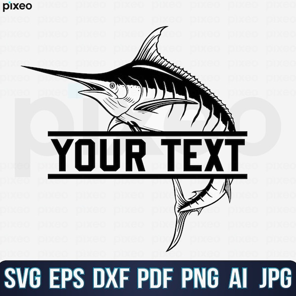 Marlin Fishing Name Svg, Fishing Svg, Marlin Fish Svg, Marlin Clipart, Marlin Vector, Marlin Cricut, Marlin Cut file, Fish Svg,Fish Hook Svg