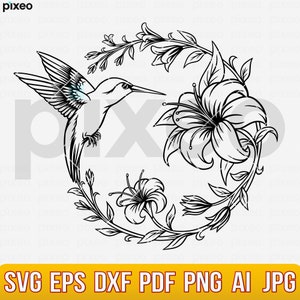 Hummingbird Svg, Hummingbird Clipart, Hummingbird Flowers Svg, Humming Bird Svg, Bird svg, Hummingbird Vector, Hummingbird Cricut Cut file