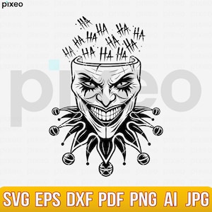 Scary Joker Smile SVG: Clown Laughing Vector (Digital Files)
