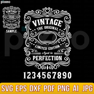 Cumpleaños vintage Svg, Añejado a la perfección Svg, Camiseta de cumpleaños Svg, Edición limitada Svg, Camiseta vintage, Camiseta de cumpleaños Cricut, Camiseta de whisky