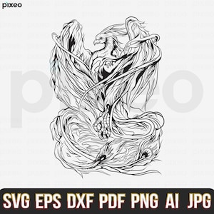 Phoenix Svg, Phoenix Clipart, Phoenix Cricut, Phoenix Wings Svg, Phoenix Cutfile, Phoenix Vector, Phoenix Bird Svg, Firebirds Svg Png Dxf