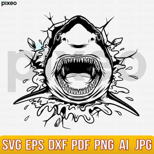Shark In The Ocean Svg, Shark Svg, Shark Name Svg, Shark Clipart, Jaws Svg, Great White Shark Svg, Shark Shirt, Shark Cricut, Shark Face Svg