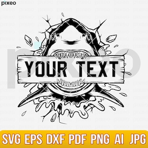 Shark In The Ocean Svg, Shark Svg, Shark Name Svg, Shark Clipart, Jaws Svg, Great White Shark Svg, Shark Shirt, Shark Cricut, Shark Face Svg