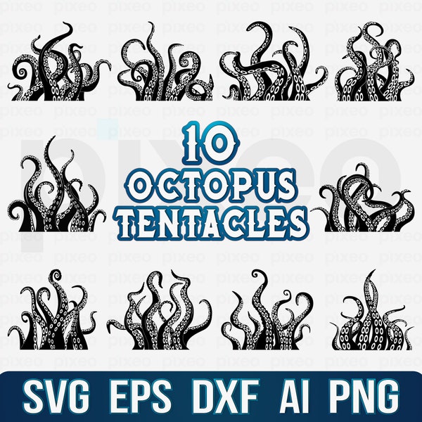 Octopus Svg, Octopus Tentacles Svg, Tentacles Svg, Tentacles Clipart, Kraken Svg, Tentacles Vector, Tentacles Cutfile, Tentacles Cricut PNG
