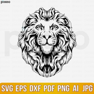 Lion Head Svg, Lion Svg, Lion Face Svg Lion Flower Svg, Lion Clipart, Lion Cricut, Lion Cut file, Lion Shirt, Lion Printable SVG Png Pdf Eps