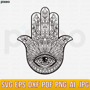 Hamsa Hand SVG Bundle: Mandala, Evil Eye, Boho (Digital Download)