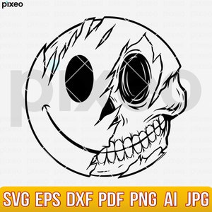 Skull Smiley Face SVG: Drippy Melting Emoji Clipart (Digital Download)
