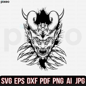 Demon In The Wall SVG, Scary Demon SVG, Demon SVG, Demon Clipart, Demon Vector, Demon Cricut, Demon Cut Files, Devil Svg, Demon Shirt Png