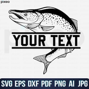 Salmon Fishing Svg, Salmon Fish Svg, Salmon Svg, Salmon Fish Clipart, Salmon Fish Cricut,  Fishing Svg, Salmon Fish Vector, Salmon Svg Png