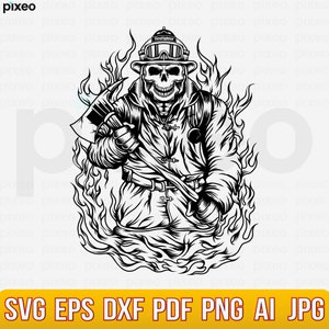 FireFighter Skull Svg, FireFighter Svg, Firemen Svg, Skull Svg, FireFighter Clipart, Fire Fighter Dad Svg, Firefighter Cricut, Fire Svg Png