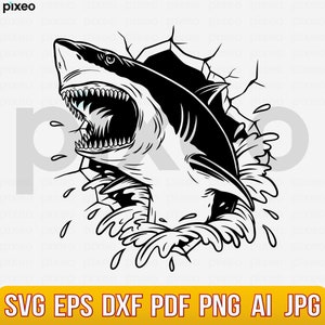 Shark In The Ocean Svg, Shark Svg, Shark Name Svg, Shark Clipart, Jaws Svg, Great White Shark Svg, Shark Shirt, Shark Cricut, Shark Face Svg