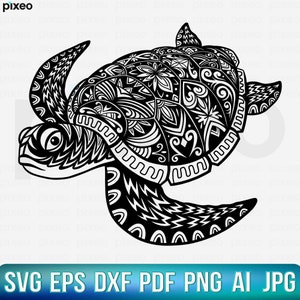 Turtle Mandala SVG: Zentangle Sea Turtle Clipart (Digital Download)