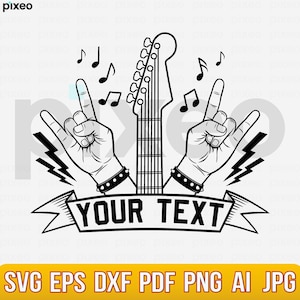Rock And Roll Music Svg, Guitar Svg, Rock Band Svg, Rock Clipart, Rock Hand Sign Svg, Rock N Roll Svg, Rocker Svg, Heavy Metal Svg,Music Svg