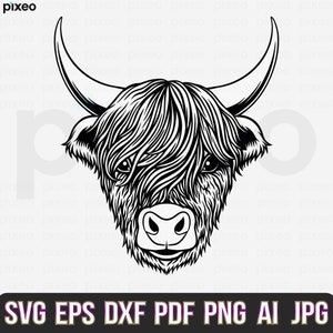 Highland Cow SVG: Heifer Vector Clipart, Cricut Cut File
