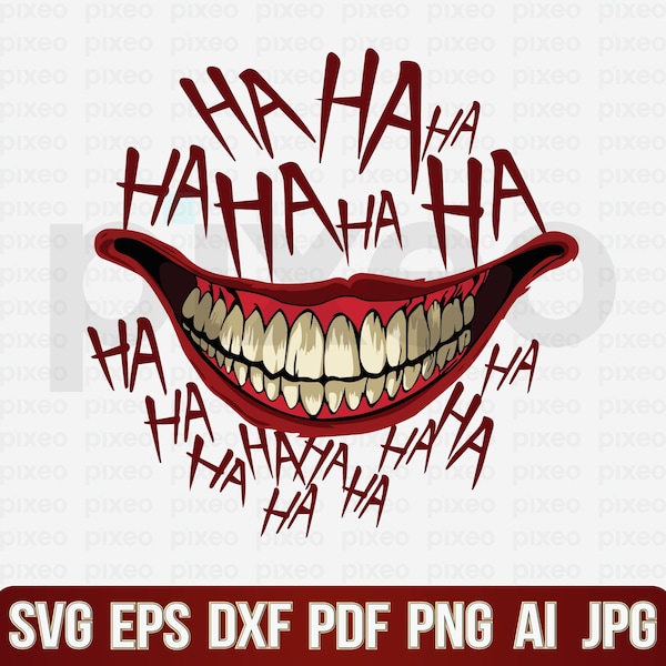 Joker Smile SVG, Clown Smile SVG, Joker Smile Shirt, Joker Smile Mask, Scary Smile SVG,Joker Smile Vector, Joker Svg, Clown Laughing Svg