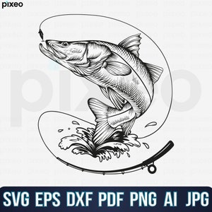 Snook Fishing Svg, Fishing Svg, Snook Fish Svg, Snook Clipart, Snook Vector, Snook Cricut, Snook Cut file, Fish Svg, Fish Hook Svg, Fishing