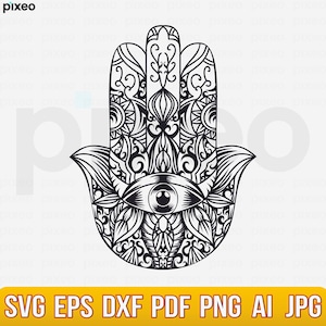 Hamsa Hand SVG Bundle: Mandala, Evil Eye, Boho (Digital Download)