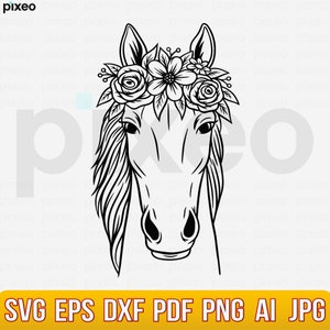 Horse With Flowers SVG: Floral Horse Head Clipart (Digital Download)