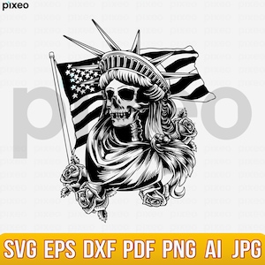 Estátua da Liberdade Svg, Liberty Skull Svg, Nova York Svg, Lady Liberty Svg, 4 de julho Svg, América Svg, Liberty Skull Clipart, Patriotic Svg