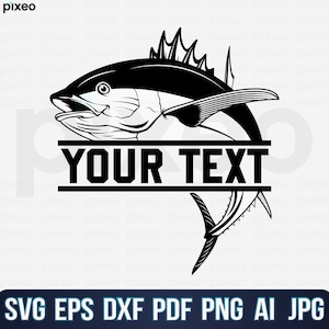 Tonijn visserij naam Svg, vissen Svg, tonijn vis Svg, tonijn clipart, tonijn vector, tonijn cricut, tonijn gesneden bestand, vis Svg, vis haak Svg, vissen PNG