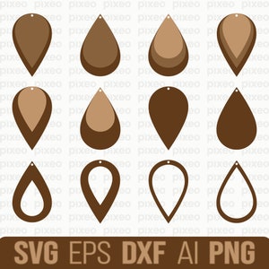 Teardrop Earring SVG Bundle: Leather Earring Cut File Templates (Digital Download)