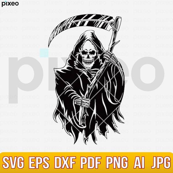 Grim Reaper Svg, Reaper Svg, Death Svg, Reaper Clipart, Reaper Cricut, Death Angel Svg, Skeleton Svg, Halloween Svg, Devil Svg, Reaper Shirt