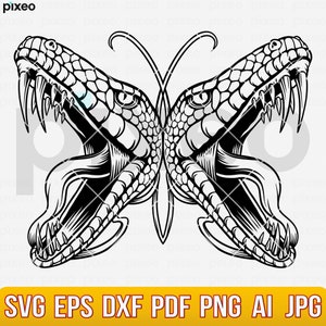 Snake Butterfly Svg, Snake Svg, Butterfly Svg, Snake Butterfly Clipart, Gothic Svg, Cobra Snake Svg, Snake Cricut, Snake Shirt, Snake Vector