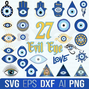 Ojo místico SVG / Ojo turco Nazar Clipart y diseños Hamsa / Perfecto para camisetas, manualidades y proyectos de Cricut