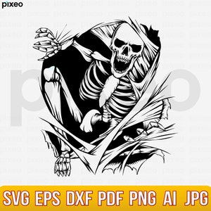 Scary Skull In The Wall SVG: Halloween Clipart, Cricut Cut File