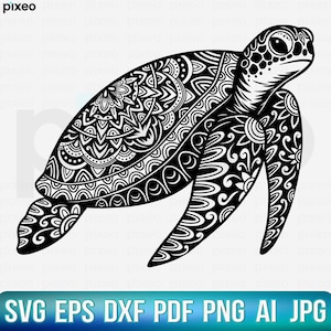 Turtle Mandala Svg, Turtle Svg, Mandala Svg, Sea Turtle Svg, Turtle Zentangle Svg, Turtle Clipart, Turtle Cricut, Turtle Cutfile, Ocean Svg