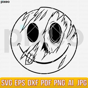 Skull Smiley Face SVG: Drippy Melting Emoji Clipart (Digital Download)