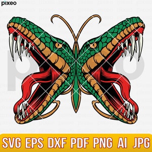 Snake Butterfly Svg, Snake Svg, Butterfly Svg, Snake Butterfly Clipart, Gothic Svg, Cobra Snake Svg, Snake Cricut, Snake Shirt, Snake Vector