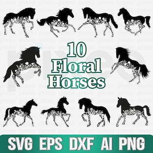 Floral Horse SVG: Rustic Silhouette Cut File (Digital Download)