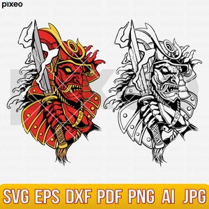 Samurai Mask SVG: Japanese Warrior Clipart (Digital Download)