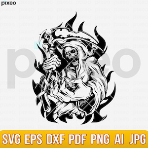 Grim Reaper Svg, Reaper Svg, Death Svg, Reaper Clipart, Reaper Cricut, Death Angel Svg, Skeleton Svg, Halloween Svg, Devil Svg, Reaper Shirt