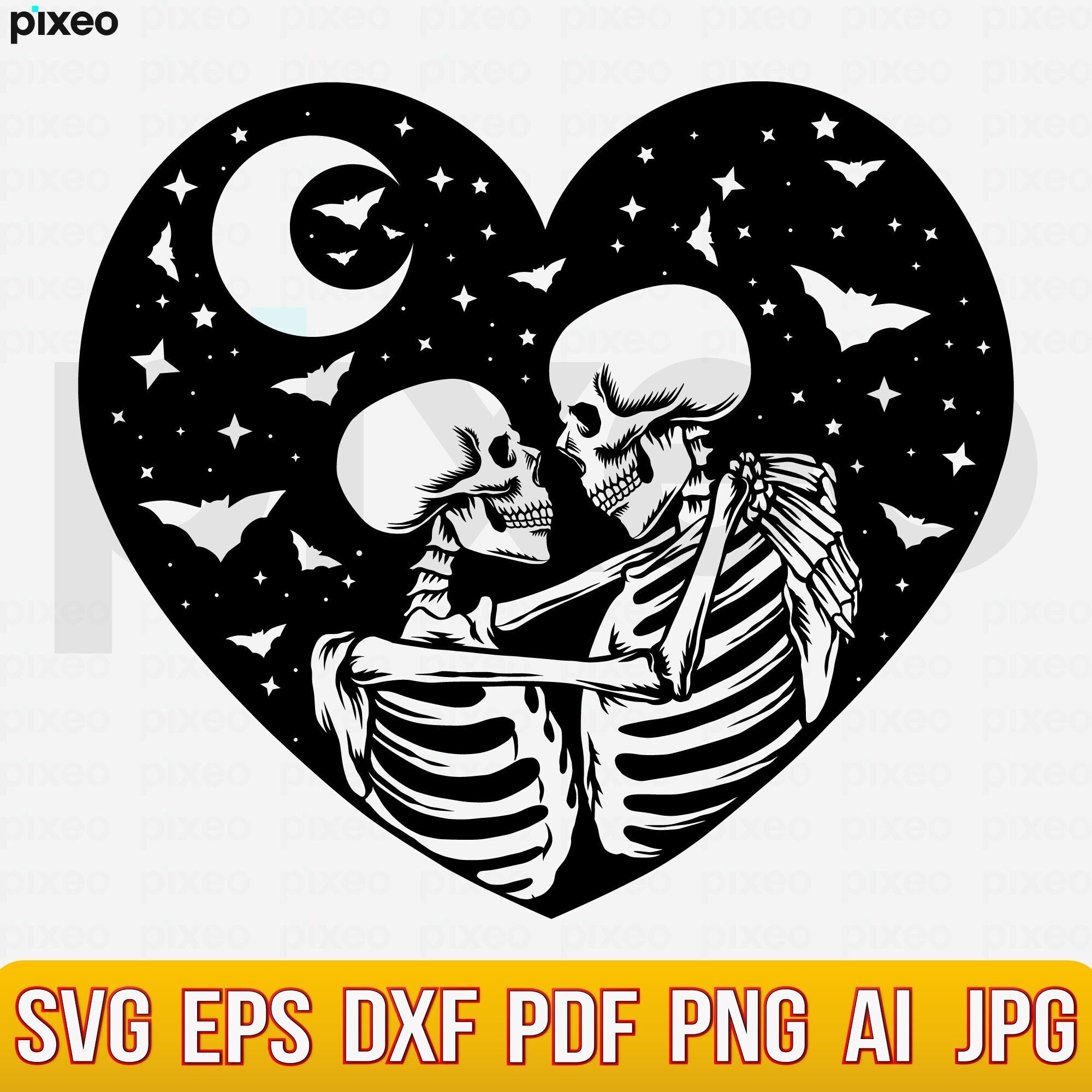 Gothic Skull Lovers SVG: Skeleton Couple Clipart (digital Download) - Etsy