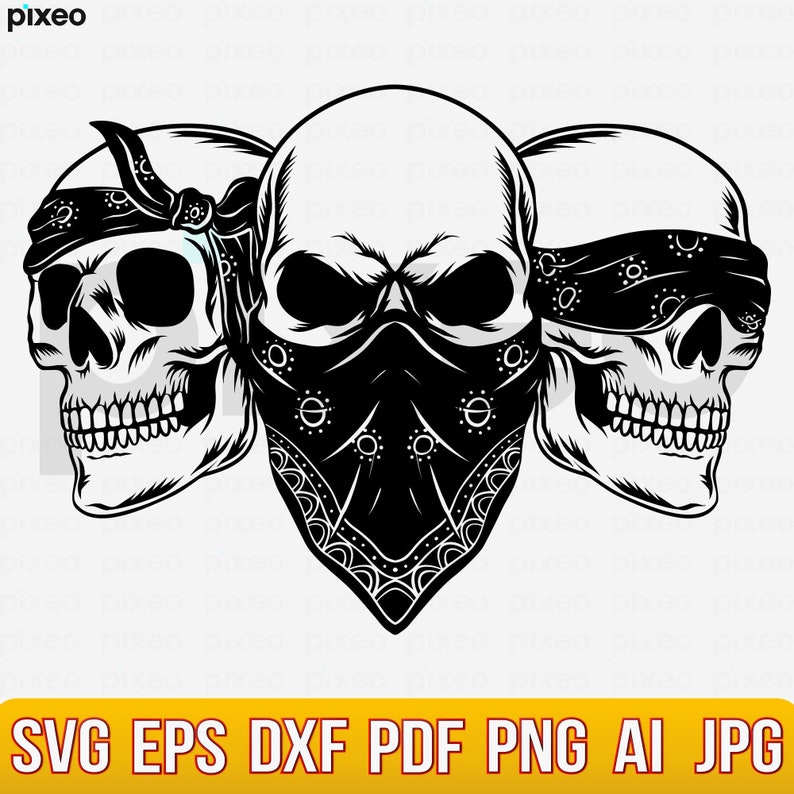 Three Wise Skulls SVG: See Hear Speak No Evil Clipart - Etsy