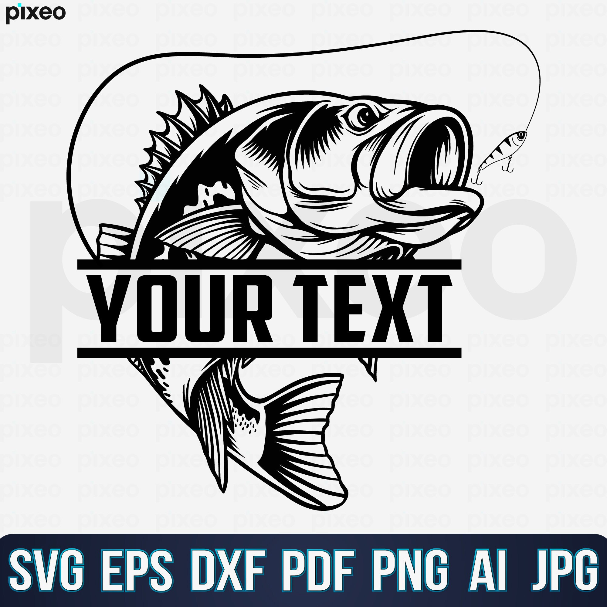 Fishing Monogram Svg Bass Fish Svg Fishing Svg Fish Hook Svg Instant